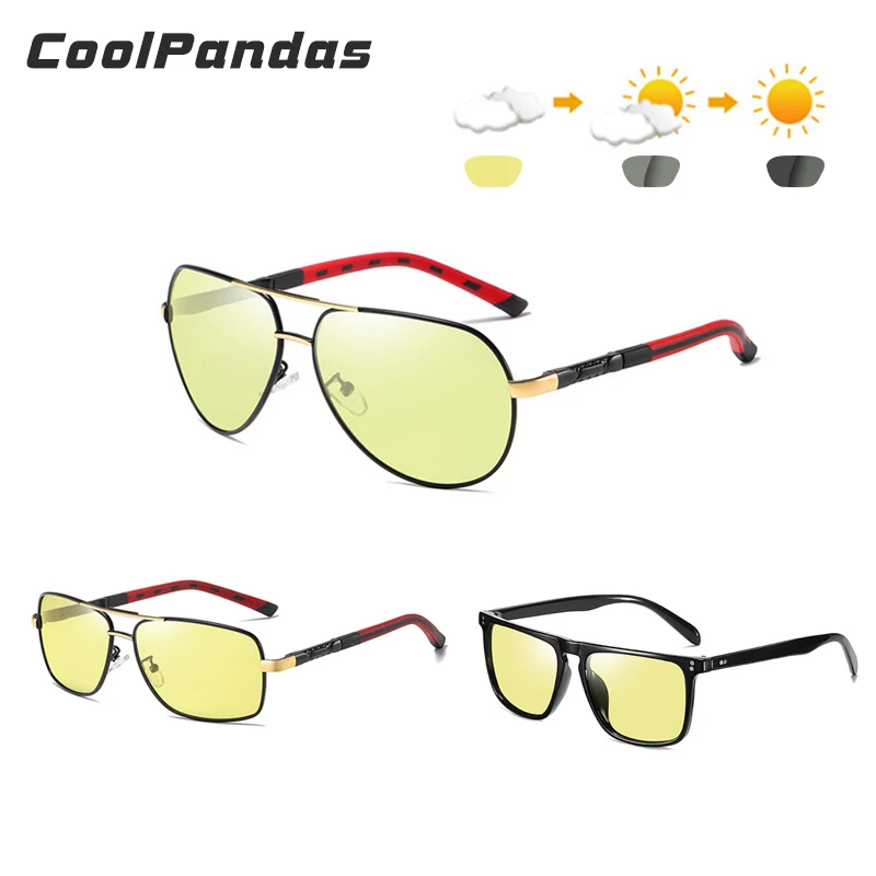 3PCS Combined Sale CoolPandas Vintage Photochromic Sunglasses Polarized Men Day Night Vision Driving Glasses UV400 gafas de sol