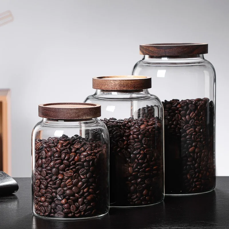 Kitchen Food Container Jam Candy Tea Jar Bottle Household Large-capacity Glass Storage Jar with Lid Transparent Sealed Nut Jar