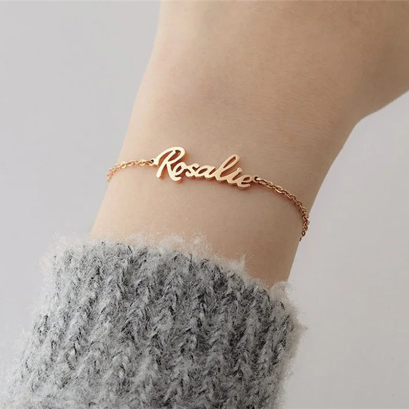 Personalized Name Bracelets For Women Stainless Steel Charms Bracelet Handmade Jewellery Custom Name Bracelet BFF Pulseras Mujer