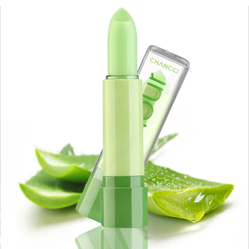 Aloe Veraลิปสติกอุณหภูมิสีเปลี่ยนAloe Vera Lip Balmยาวนานบำรุงปกป้องริมฝีปากMakeup