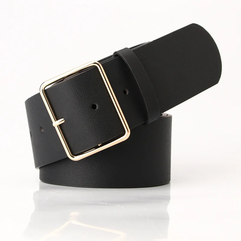 Women Wide Belt Solid Color Pu Leather Pin Buckle Women\'s Belts Sweater Decoration Girdle Simple Imitation Leather Female Belt