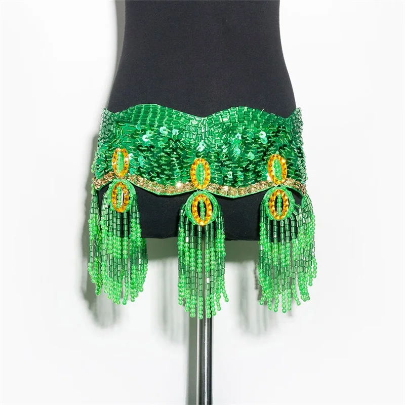 Fringe beaded belt sequin belly dance belts stage Women belly dancing belt belly dance costume belly dancing hip belt dancewear