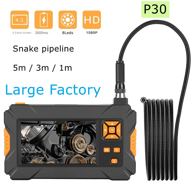 P30 Snake Pipeline Industrial Pipe Endoscope HD Handheld Screen Endoscope 4.3-Inch Screen Endoscope