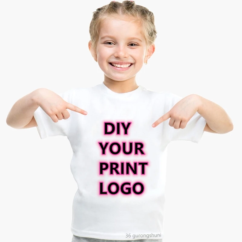 2021 Customized Print Tee Shirt Your Own Design Logo/Picture Custom Kids T-Shirt Plus Size T Shirt Girls Boys Birthday Tee