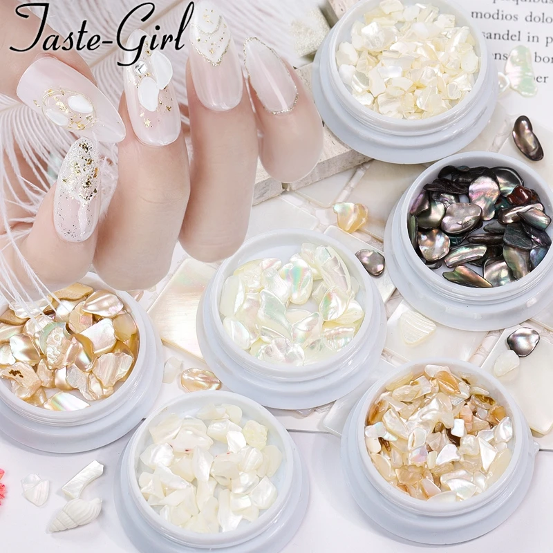 1 Pot Nails Abalone Shell Fragments Texture Natural Sea Shell 3d Charm Nail Art Decoration Slice DIY Beauty Salon Tools new