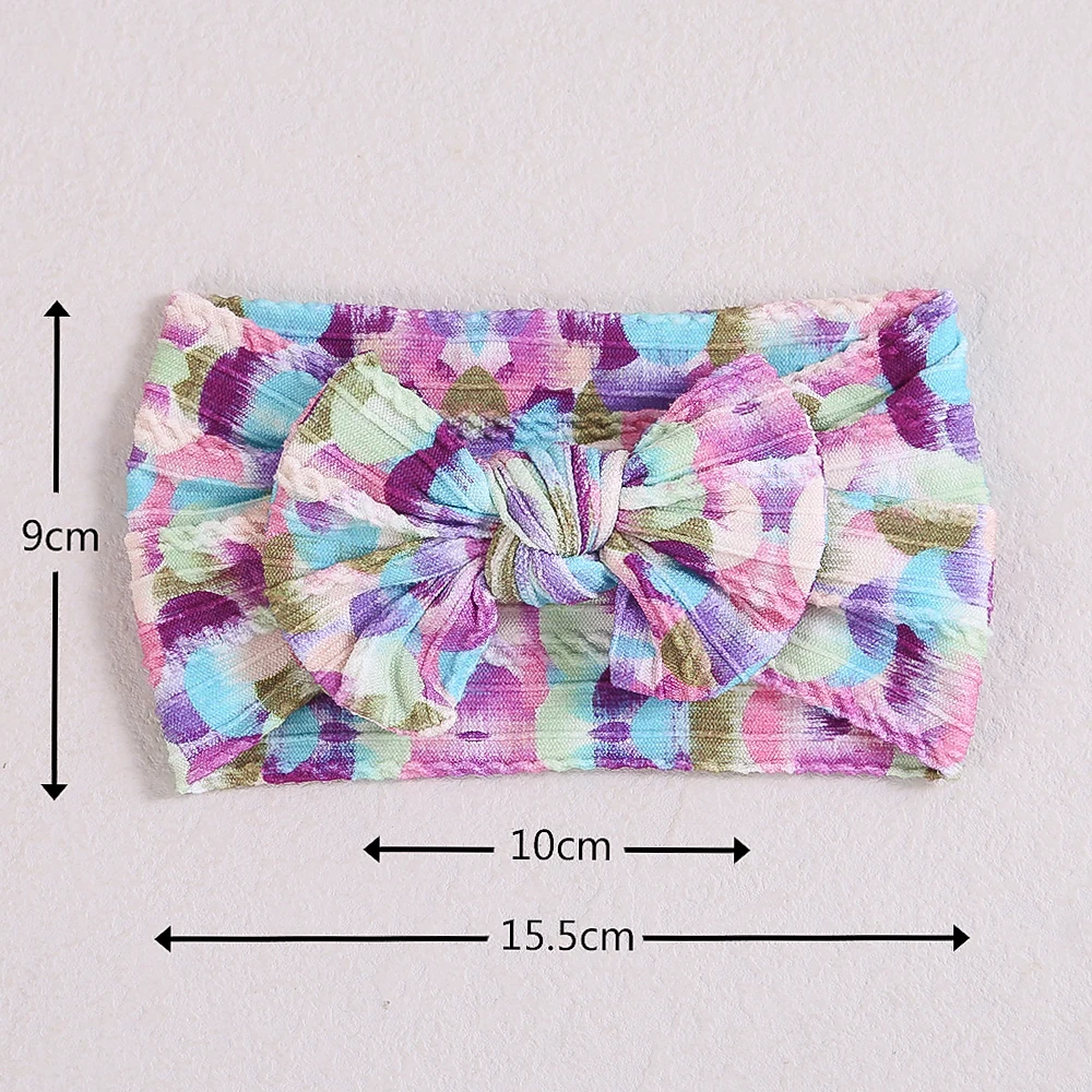 Floral Print Baby Bow Headband, Cable Knit Wide Nylon Turban Head Wraps Baby Shower Gift KIds Girls Hair Accessories