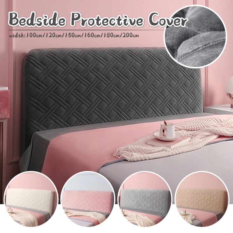 

All-inclusive Super Soft Smooth Quilted Head Cover Thicken Velvet Headboard Cover Solid Color Bed Head Back Dust Protector Cover