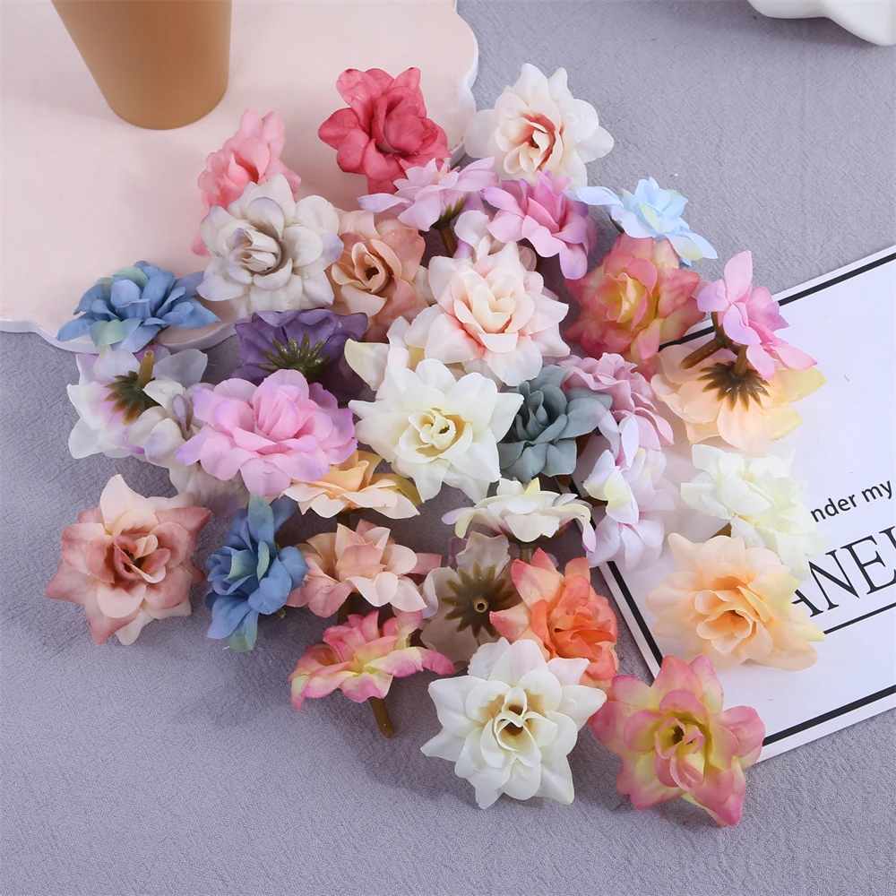 10/20/30Pcs Artificial Flowers Silk Rose Head For Home Decor Wedding Wall Decorations DIY Christmas Garland Scrapbooking Craft