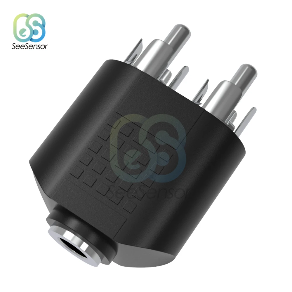 3.5mm Audio Stereo Jack Female To 2 RCA Male Audio Jack Connector Adapter Converter for Speaker Power Amplifier Silver Plated