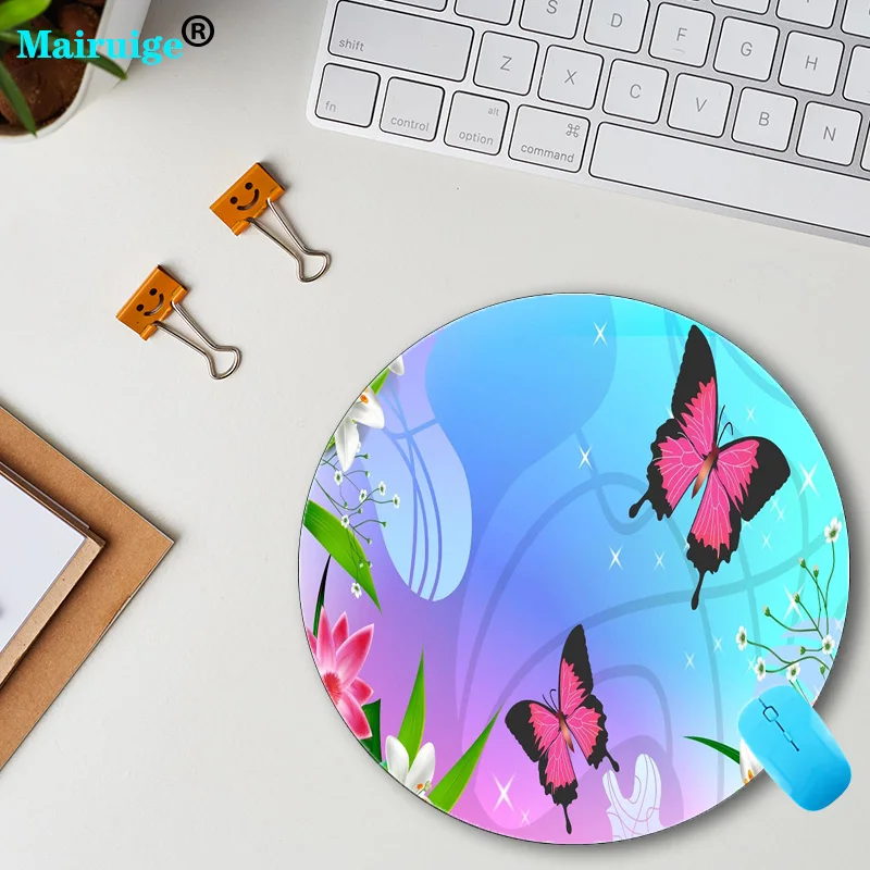 XGZ Round Butterfly Mouse Pad 220X220, 200X200mm Seam Rubber Non-slip, Suitable for/game/office Tablet Computer Game Students