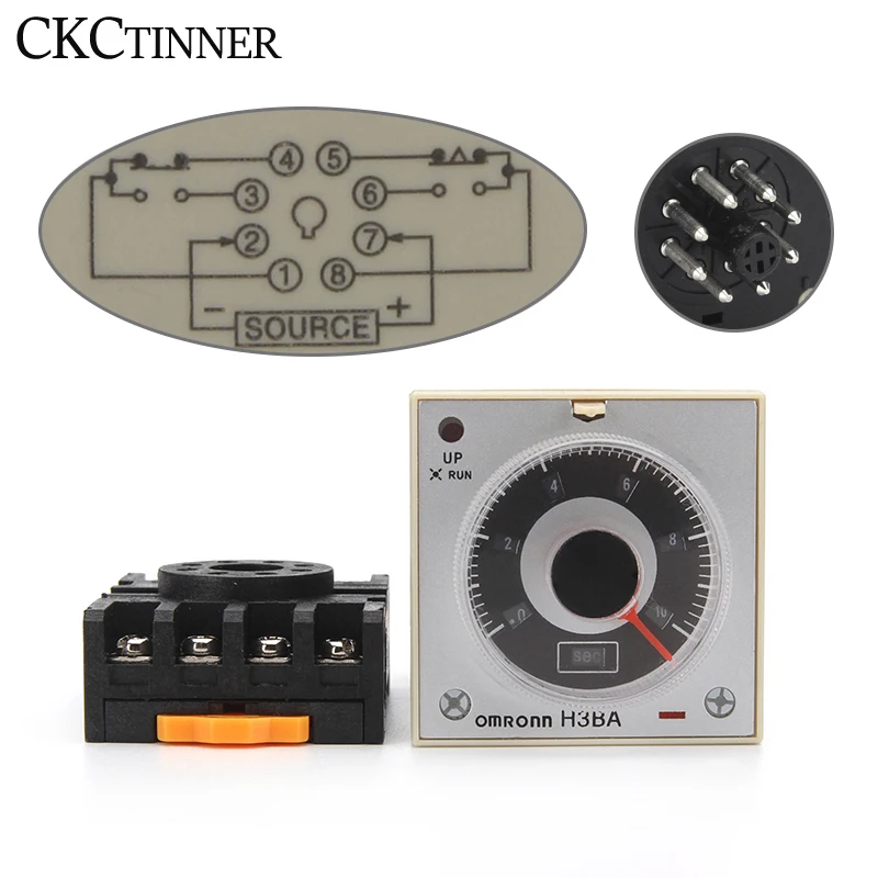 Multifunctional timer relay H3BA-8H 8PIN, with base, one set of instantaneous action, one set of delay DC24V AC220V