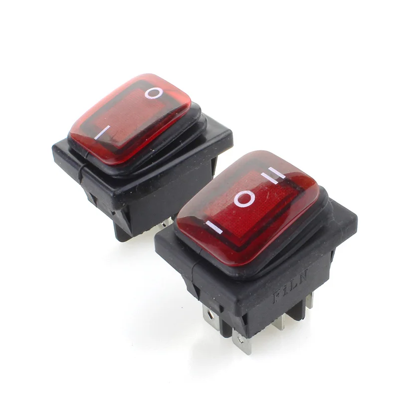 1pcs 39*29 16A With red light Power Rocker Switch On Off Waterproof SPST Accessories Interruptor Interrupteur Reed Schakelaar