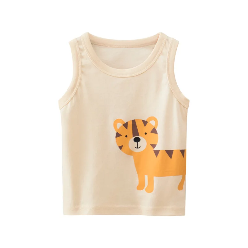 2023 Summer Children Vests Clothes 100% Cotton Animals Cartoon Baby Boys Girls Tank Tops Kids Cute Bottoming Undershirts