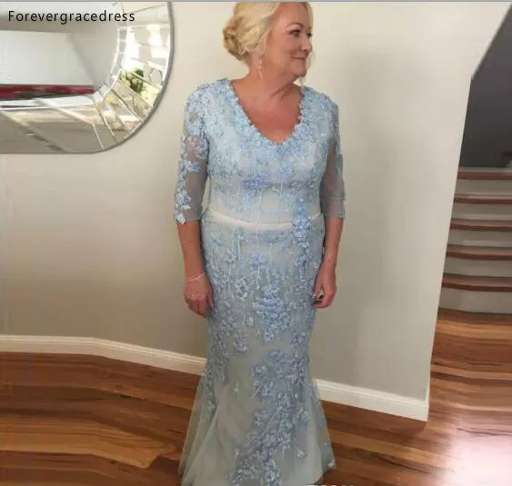 Vintage Madre Del Vestito Da Sposa Con Scollo A V Appliques Con Mezze Maniche Formale di Usura Vacanza Abito Del Partito Su ordine Più formato