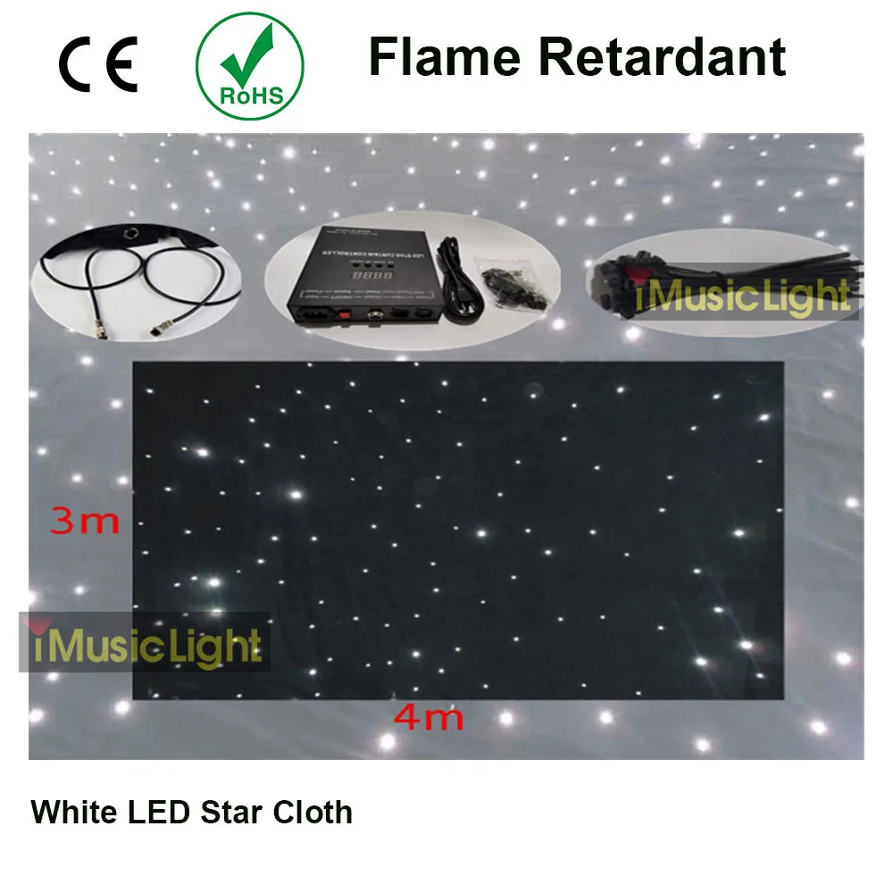 Fireproof Fabric 4Mx5M DMX LED Starcloth Tianxin LEDS White LED Black Cloth Matrix Backdrop Stage DJ Pub LED Curtain