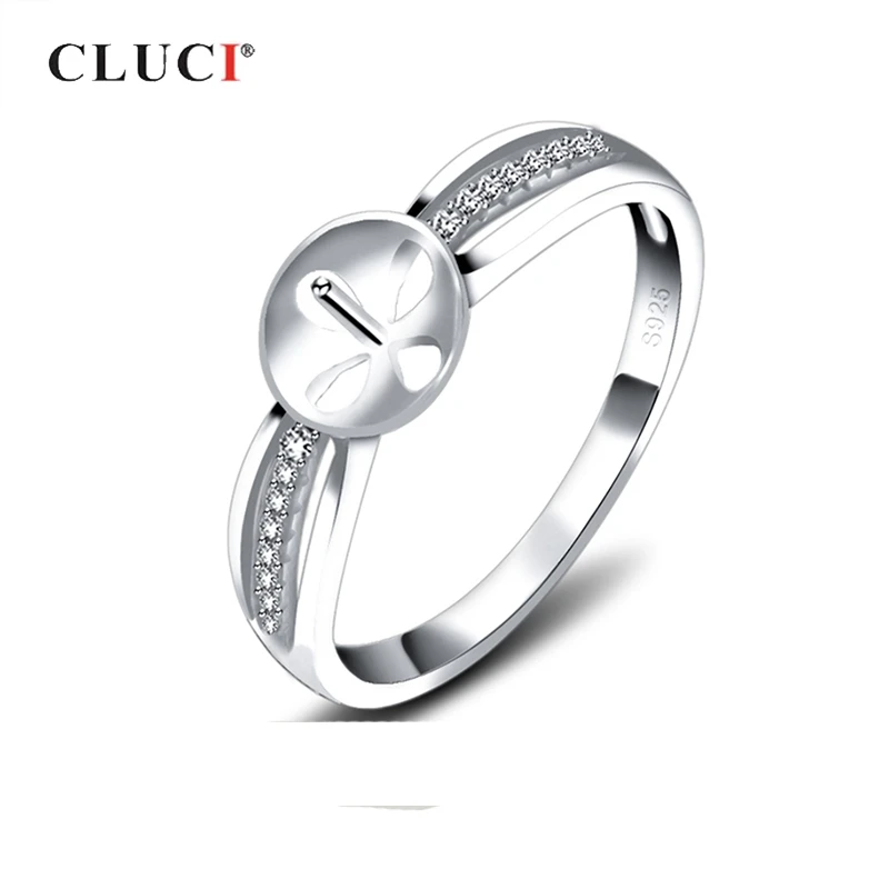 CLUCI Silver 925 Design Zircon Women Rings for Wedding 925 Sterling Silver Pearl Ring Mounting Multiple Size Ring SR1083SB