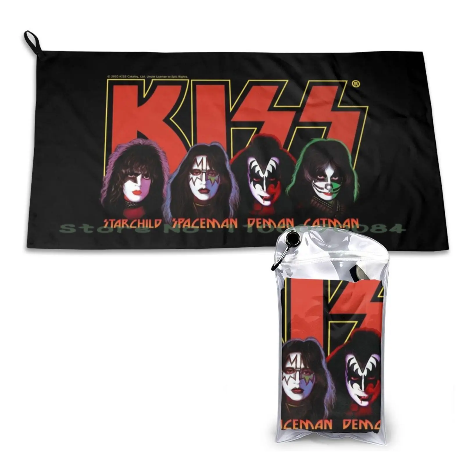 Kiss Band Logo With Members Quick Dry Towel Gym Sports Bath Portable Barbarian Conan Gray D20 Dnd And Fantasy Pathfinder Rpg