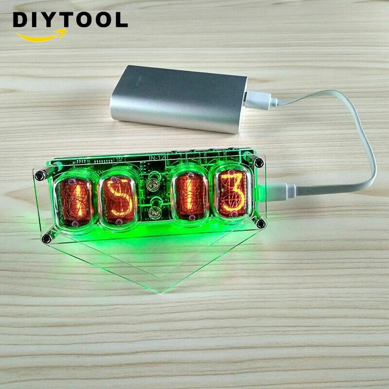 4-bit Glow Tube Clock Colorful  IN-12A IN-12B DS3231 Nixie LED Backlight BSG