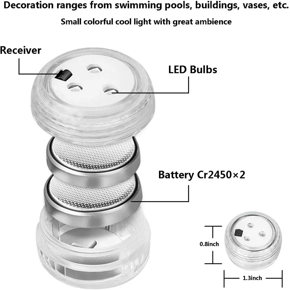 Imagem -02 - Luzes de Led Submersíveis com Controle Remoto Luzes à Prova Dágua Que Mudam de Cor para Aquário de Espelho e Vaso de Plantas com 10 Peças