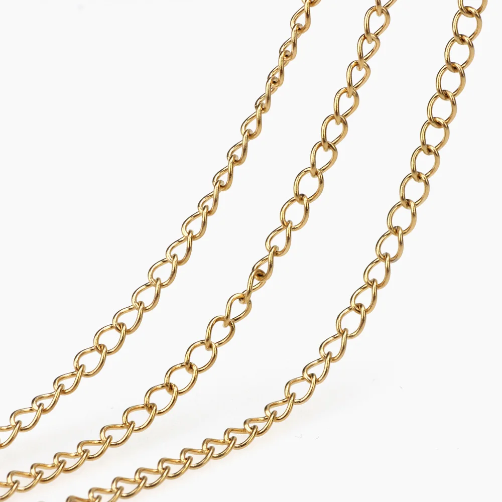 2.5*3.5MM/3*4MM Stainless Steel Charm Chain Plating True Gold Link DIY Anklet Necklaces Bracelet Jewelry Making