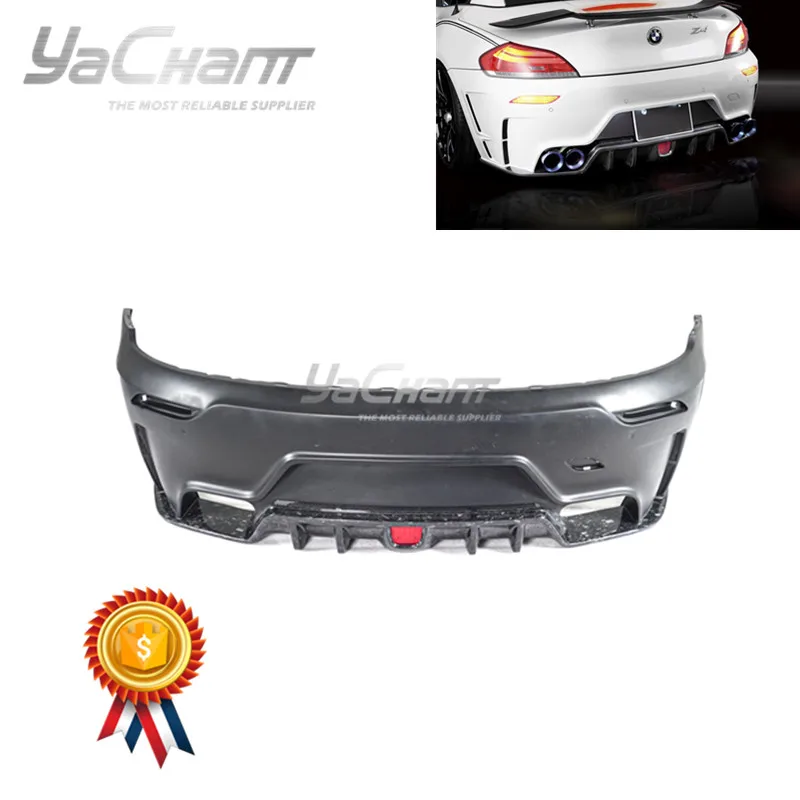 

Portion CF Forged Carbon Weave Rear Bumper Fit2009-2013 BMW Z4 E89 Rowen White Wolf Edition Style with Rear Fog Lamp & Relay Kit