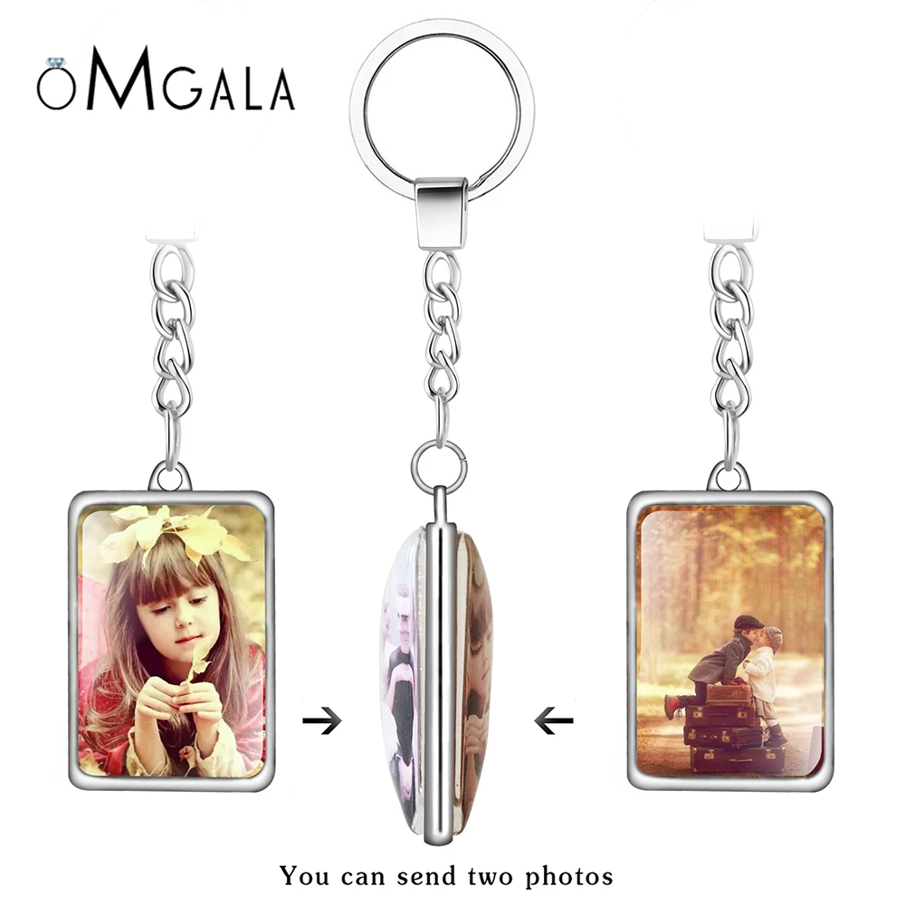 Personalized Double Sides Calendar keychain Custom Family Pet Baby Photo Square keychain Christmas Gifts Car Key Holder Chains