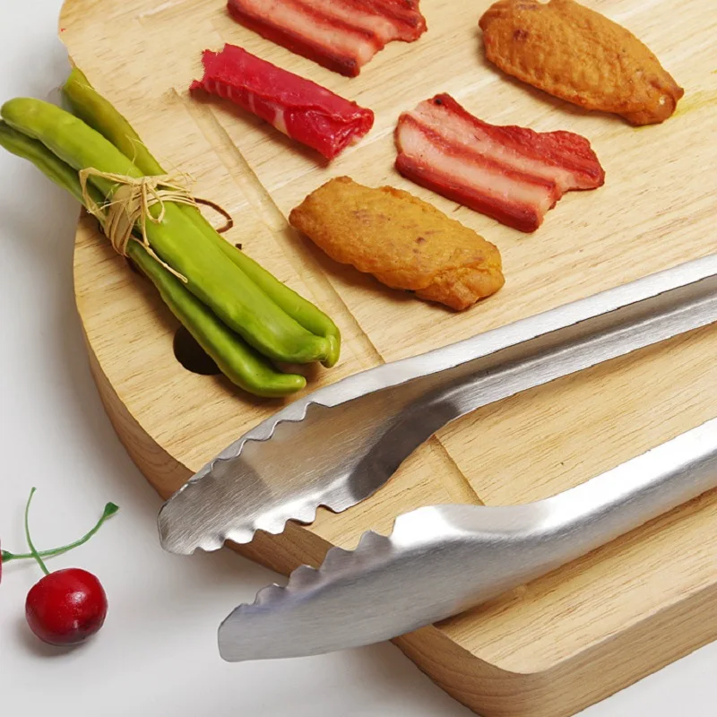 19 Cal klips do żywności ze stali nierdzewnej bardzo duża długi klips do pieczenia drewniany uchwyt uchwyt bambusowy zacisk do grilla akcesoria do pieczenia grilla — zdjęcie 4