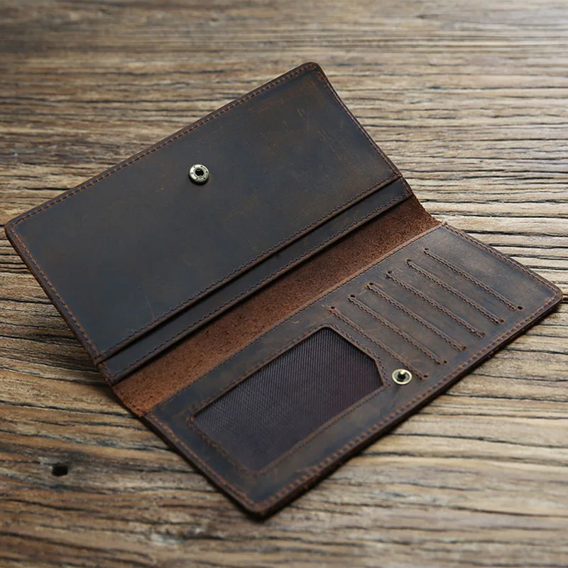 Pince à billets Vintage en cuir véritable pour homme, porte-monnaie fin et Simple, Crazy Horse