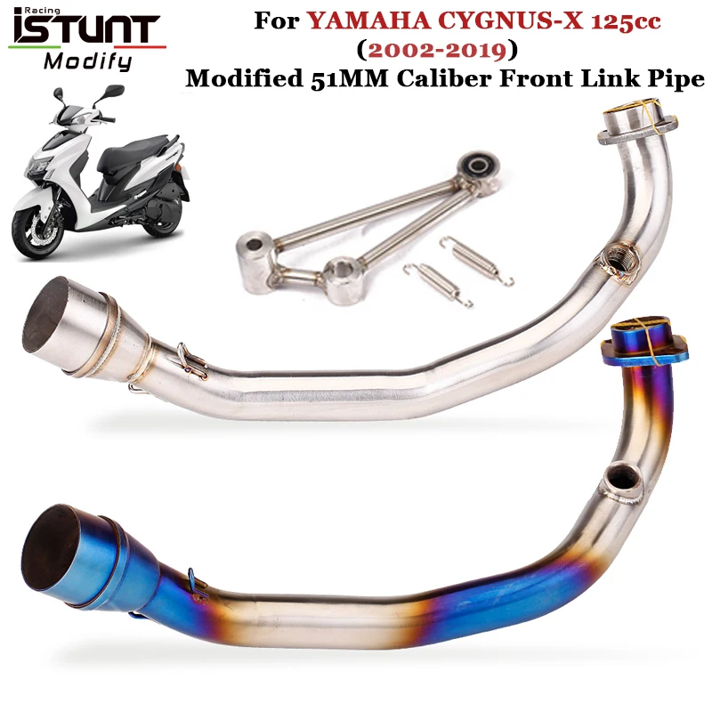 Motorcycle Exhaust Escape Titanium Alloy Link Tube Front Link Pipe For YAMAHA CYGNUS-X 125cc 2002-2019 Full Systems Modified