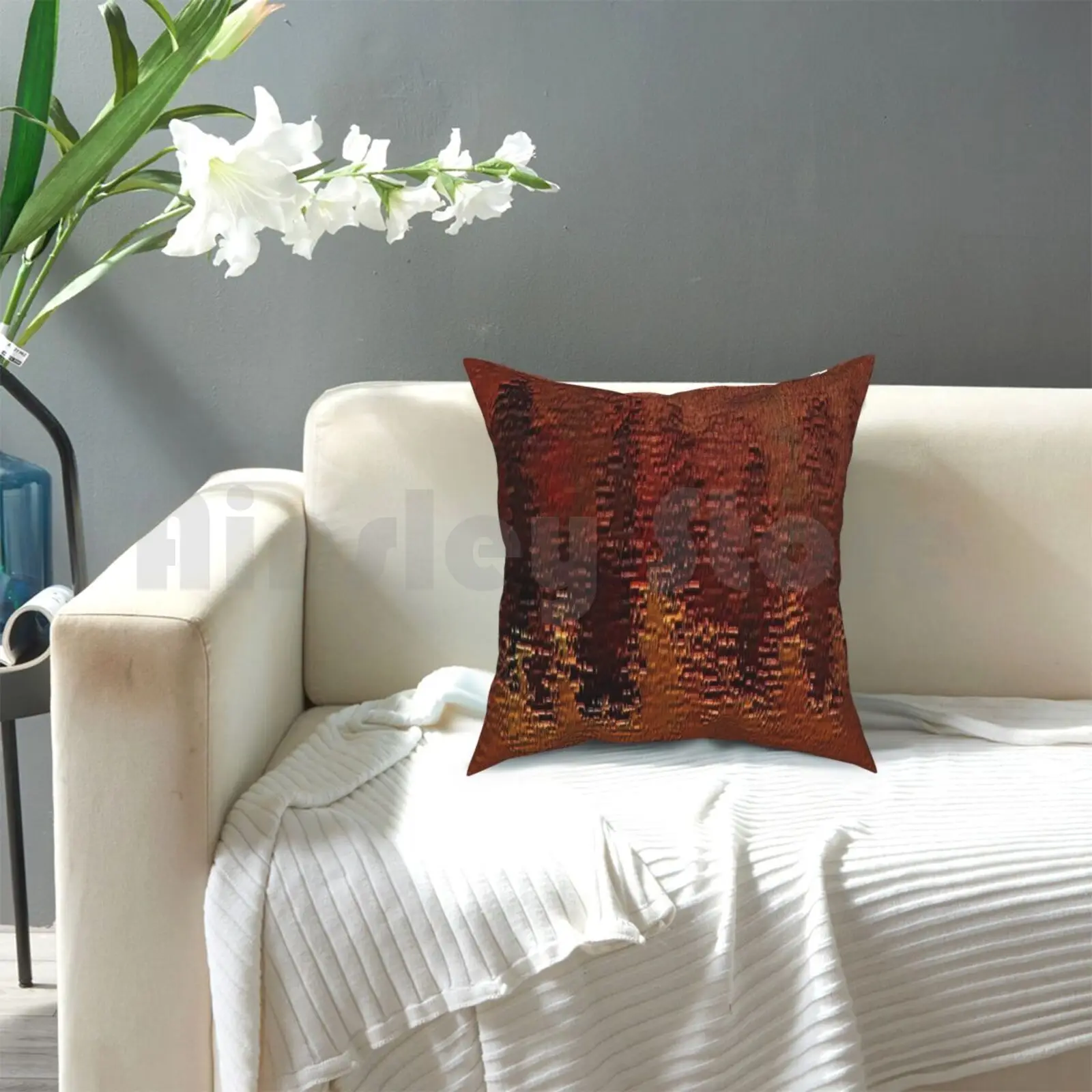 ปลอกหมอนลายทองแดงบรอนซ์ พิมพ์ลายสำหรับตกแต่งบ้าน ปลอกหมอนนุ่มลายทองแดงบรอนซ์ ผิวสัมผัสแบบเก่า ลายขรุขระ สนิม หยาบ