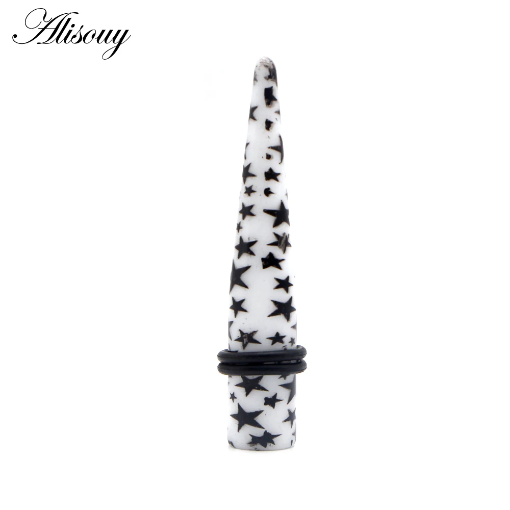 Alisouy 2pcs UV Acrylic Skull Star Ear Straight Taper Plug Gauge Earring Expander Stretchers Piercing Body Jewelry 1.6-10mm