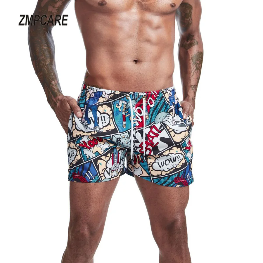 Men's Beach Shorts Quick Drying Man Board Shorts for Men Swimwear Beach Pants Print Bathing Casual Pants Plus Size M to 2XL