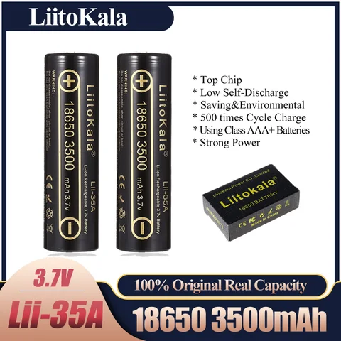 1-30 шт. LiitoKala Lii-35A 18650 3500 мАч 3,7 В литий-ионный аккумулятор 10 А для вейпинга с мигающим светом аккумулятор 18650 отзывы - №1