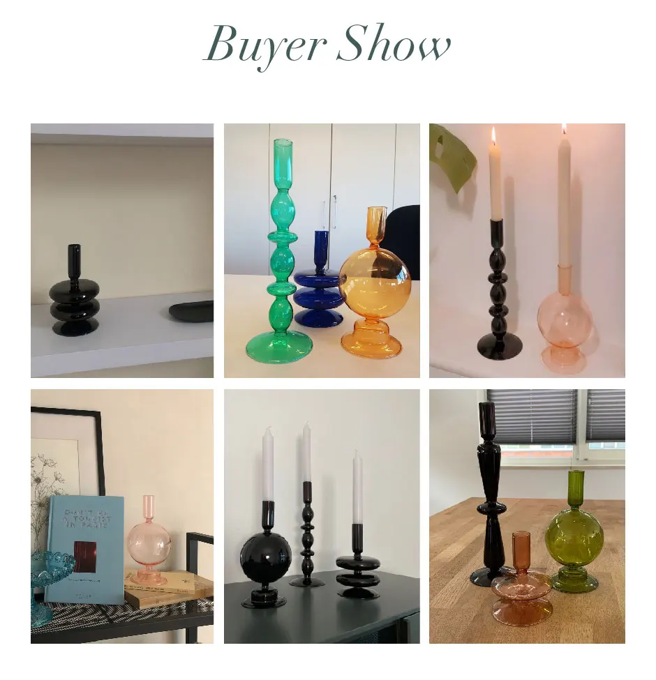 Floriddle Taper Candle Holders Glass Candlesticks for Home Wedding Table Decoration Glass Vase Table Bookshelf Candles Stand