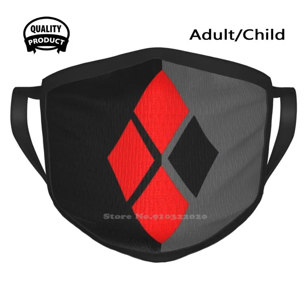 Symbol Dust-Proof Breathable Outdoor Mouth Mask Quinn Logo Symbol Bath Cool Evil Villain Gray Red Black