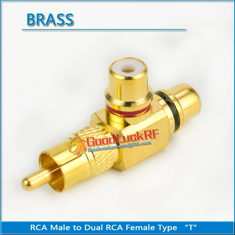 Messing Rca Male Naar Dual Rca Female Audio En Video Type Verbinding T Lotus Drie Split Rca Rf Connector Extension conversie