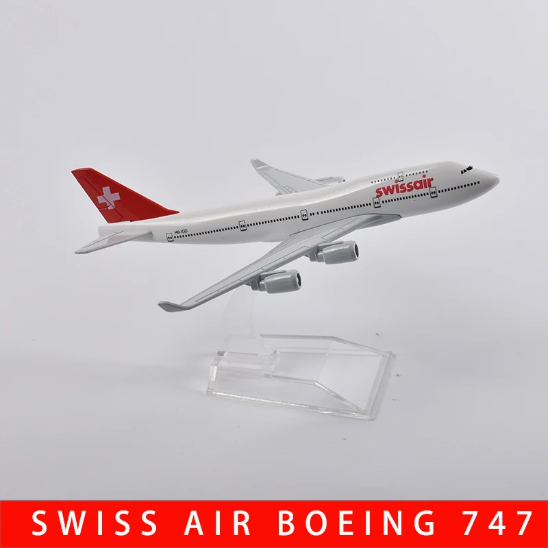 JASONTUTU 16cm Swiss Air Boeing 747 Aircraft Diecast Metal 1/400 Scale Planes Model Airplane Model Plane