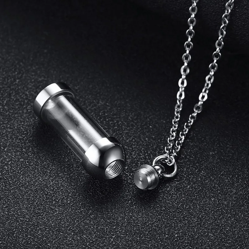 Vnox Can Open Hollow Tube Necklaces for Women Men Urn Ashes Cremation Memorial Pendants Stainless Steel Unisex Gifts Jewelry