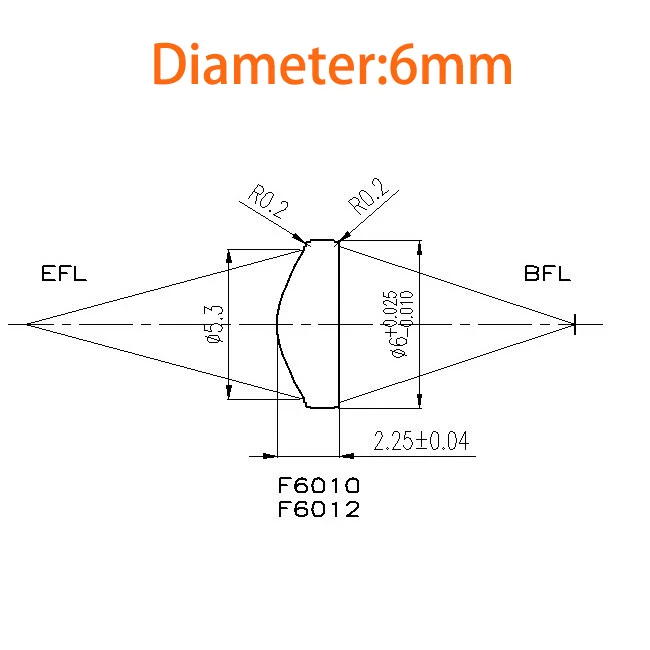Diameter 6MM 6.35MM Plano Convex Coated Glass Lens Focal Length 10MM 12MM