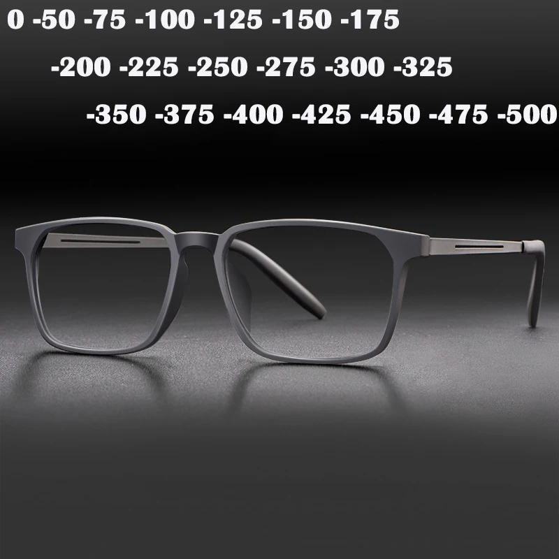 Fashion Titanium Myopia Glasses Men Ultralight Clear High Diopter Sports Nearsighted Optical Glasses Spring Hinge -0 -175 -225