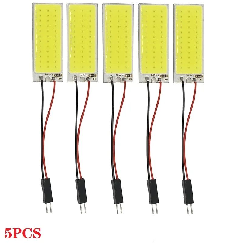 5PCS White T10 W5w Cob 36SMD 36LED Car Led Clearance License Panel Lamp Auto Interior Reading Bulb Trunk Festoon Light DC 12V