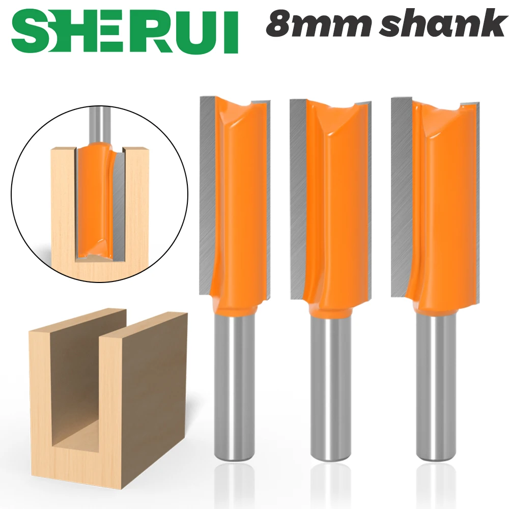 

8mm Shank The diameter of 14mm Double Flute Straight Bit Milling Cutter for Wood Tungsten Carbide Router Bit Woodwork Tool