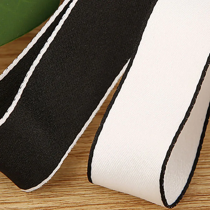 25MM Classic Cotton Polyester Ribbons Black White For Hat Hair Accessories Material Garments Cloth Sewing Thick Grosgrain Tape