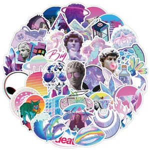 10/30/50pcs 아트 스타일 증기 와이브 스티커 낙서 스케이트 보드 냉장고 노트북 오토바이 수하물 DIY COOL 스티커 데칼 어린이 장난감 8 최고의 판매 증기파 -80