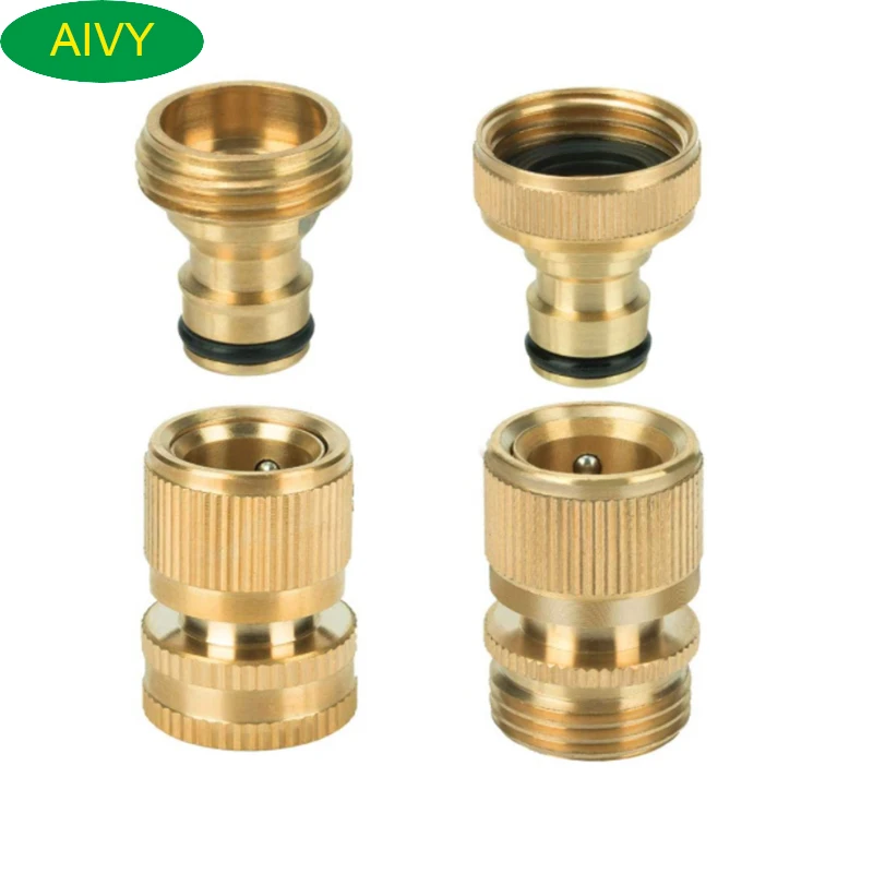 

Garden Hose Quick Connector,Solid Brass, Standard Adapter, Watering Fitings Thread, Easy Connect, No Leak, 1Female and 1Male