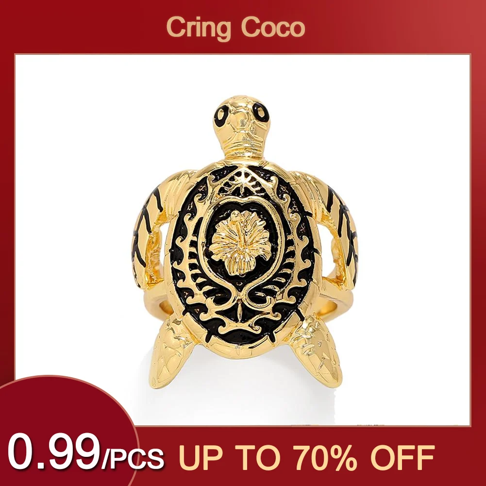 Cring Coco Gold Plated Jewelry Women\'s Pearl Ring 2021 Trend Ring with Pearls Plumeria Love Turtle Rings for Women Lady 2021