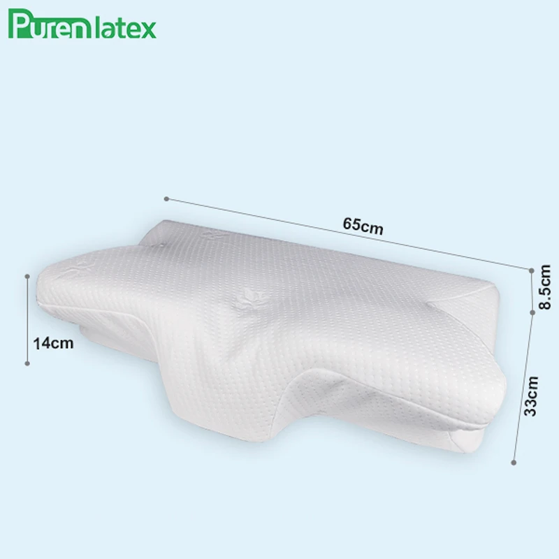 Purenlatex Contour Orthopedic Pillow Memory Foam Cervical 14cm Pillow Neck Pain Remedial Pillow for Side Back Stomach Sleepers