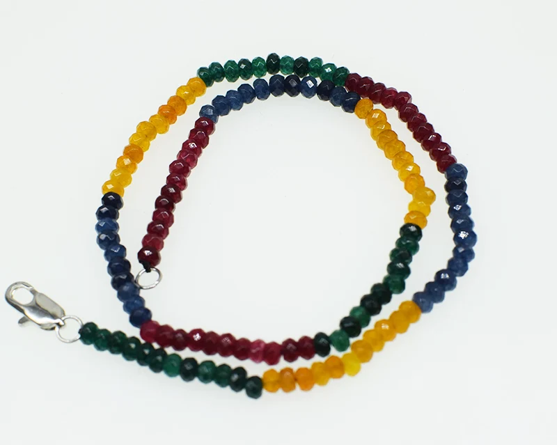 jade multicolor  roundel faceted necklace 4*2mm  36cm chocker  FPPJ wholesale beads nature blue rabinbow