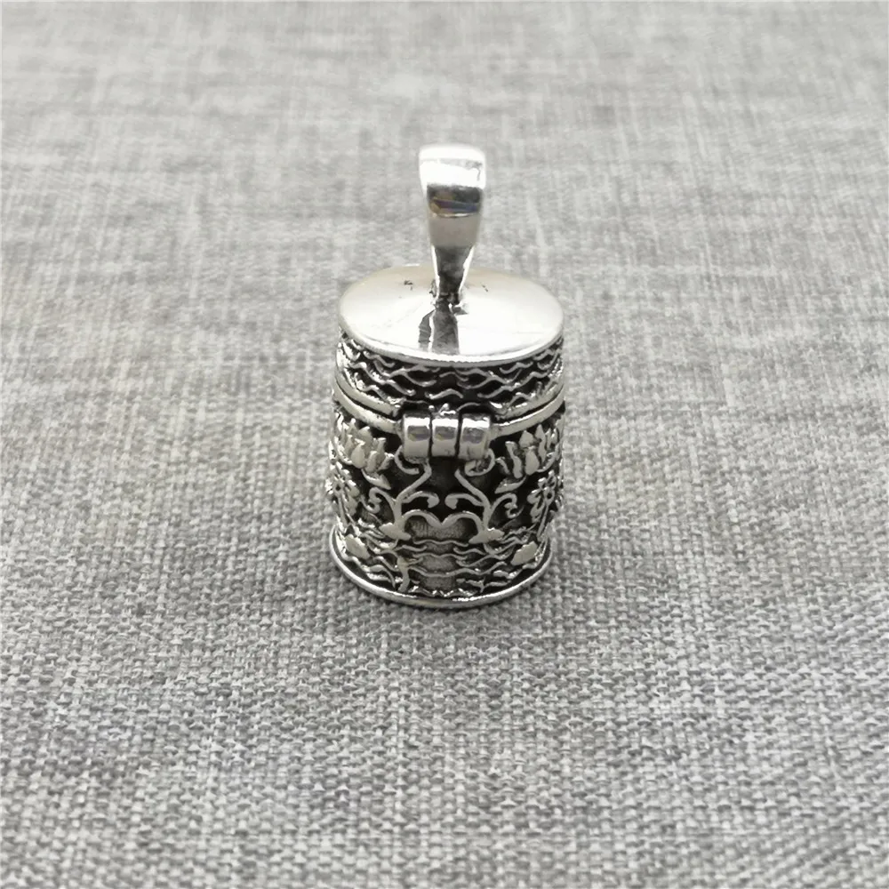 925 Sterling Silver Lotus Duck Locket Pendant Love Prayer Memory Box for Yoga