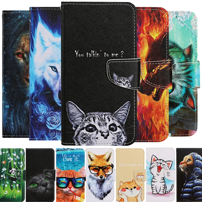 Чехол-книжка для IPhone 6, 6S, 7, 8 Plus, 12, 11 Pro, X, XS, XR Max, панда, кошки, собака, животные, кожаный
